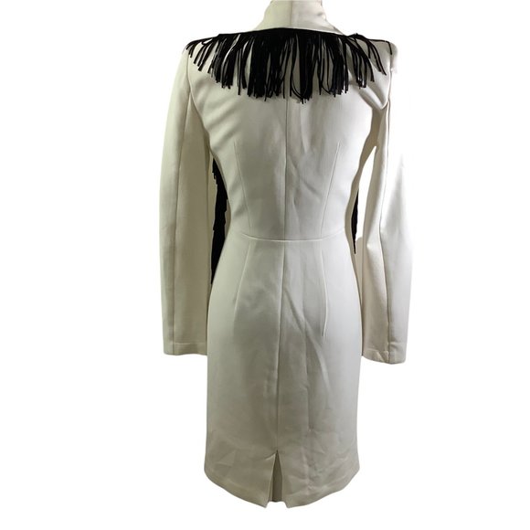 BCBGMAXAZRIA Off-White Paola Tassels Trim Blazer Long Size XXS - Picture 5 of 15
